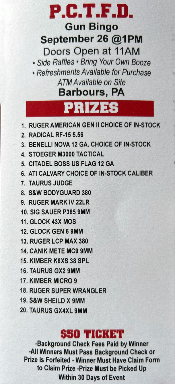 Gun Bingo 2026